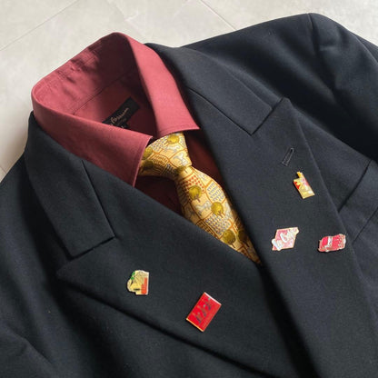 90s vintage Ferragamo tie double suit pins 4 piece set