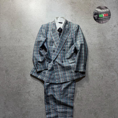 Men's Vintage Double Setup Suit Allover Pattern Rare One-of-a-kind Stylish