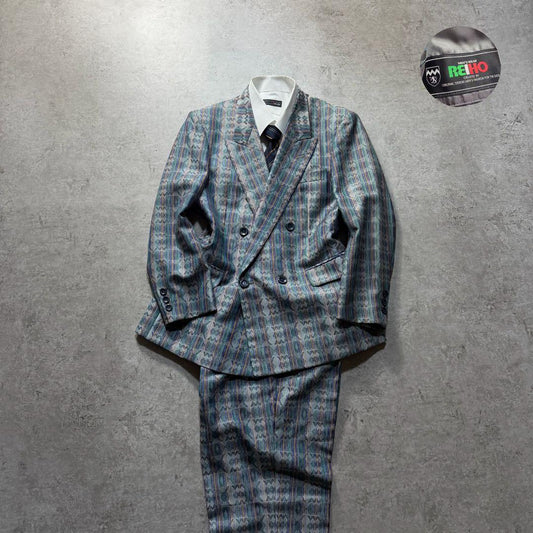 Men's Vintage Double Setup Suit Allover Pattern Rare One-of-a-kind Stylish