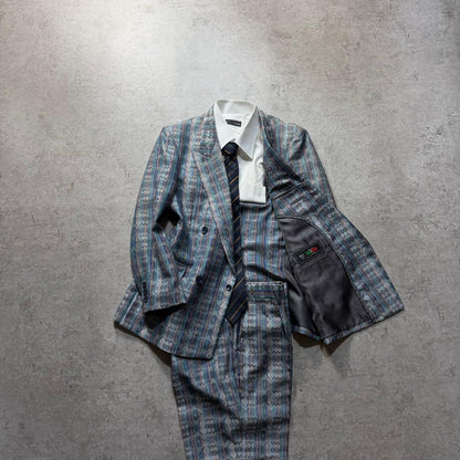 Men's Vintage Double Setup Suit Allover Pattern Rare One-of-a-kind Stylish