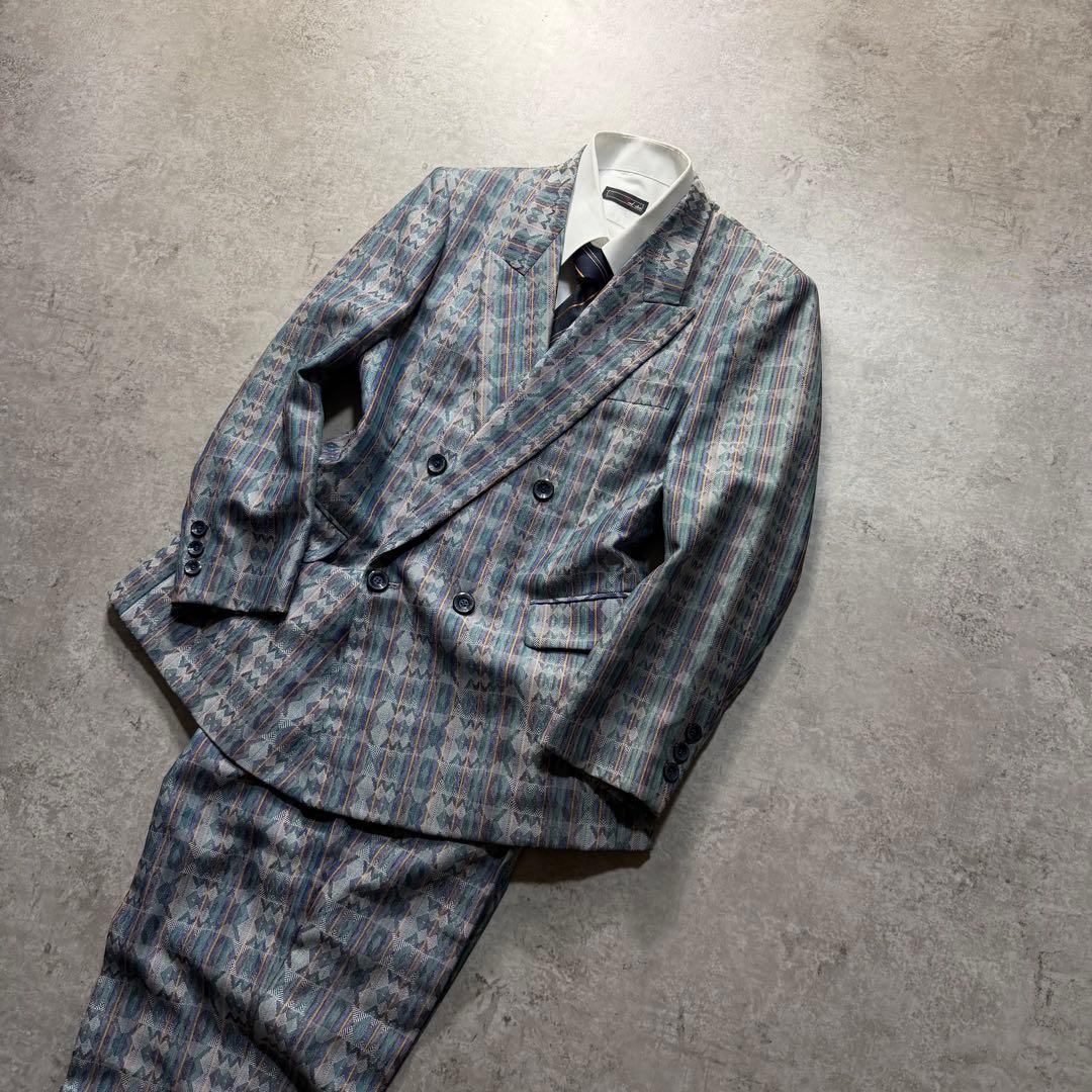 Men's Vintage Double Setup Suit Allover Pattern Rare One-of-a-kind Stylish