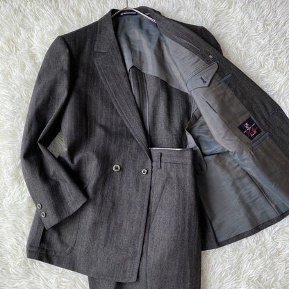 Matsuzakaya Custom Made Double Setup Striped Dark Green Masaki Suda Old Clothes