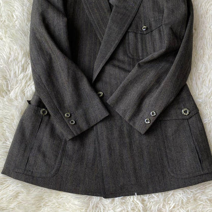 Matsuzakaya Custom Made Double Setup Striped Dark Green Masaki Suda Old Clothes