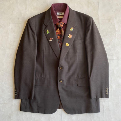90s vintage British fabric suit Yves Saint Laurent tie pins 4 items