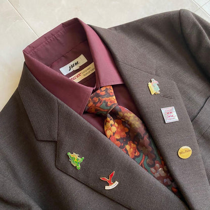 90s vintage British fabric suit Yves Saint Laurent tie pins 4 items