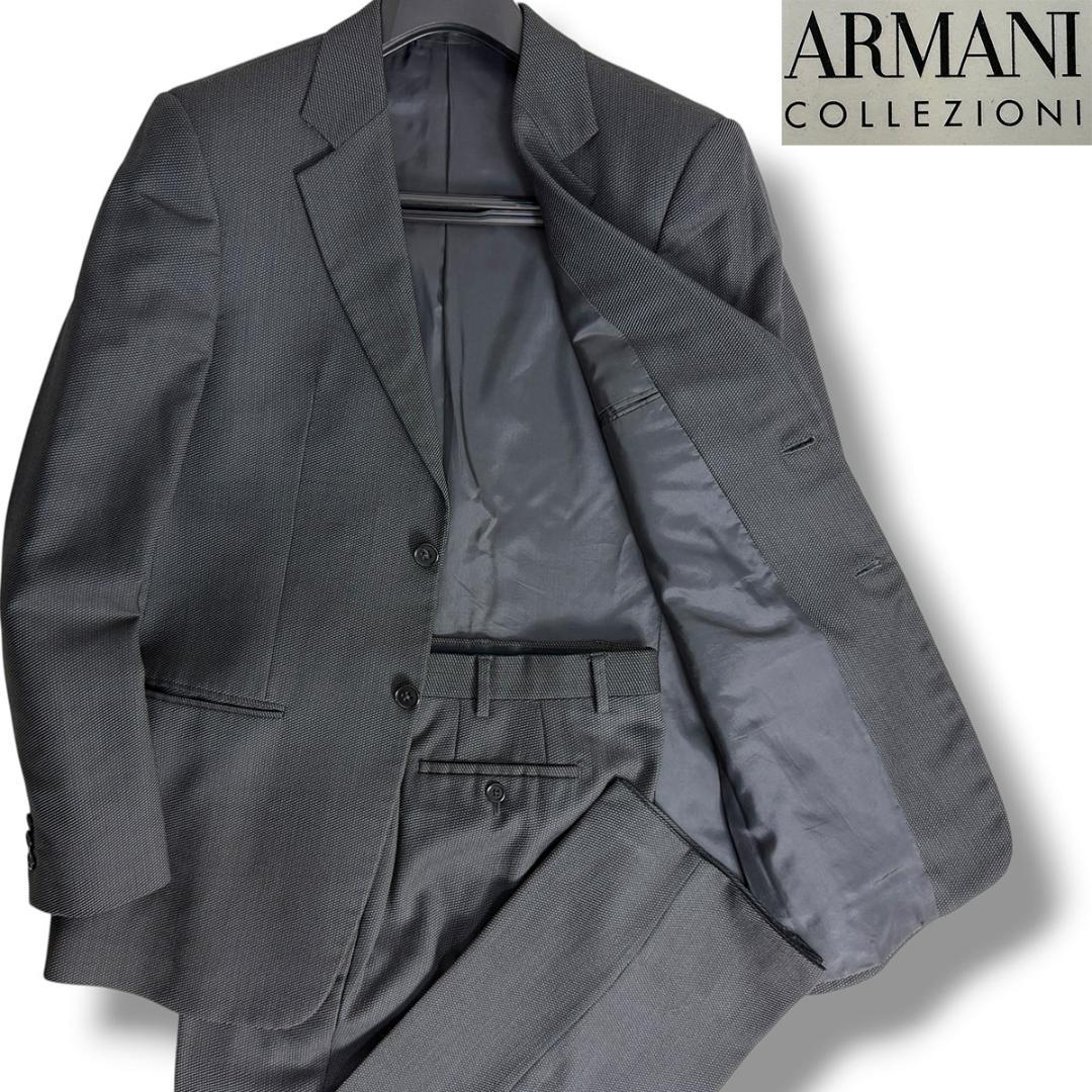 Good condition Armani Rezzoni Hopsack Suit Navy 48 J6290