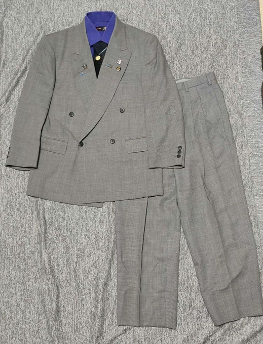 Vintage suit double setup 6-piece set box silhouette M