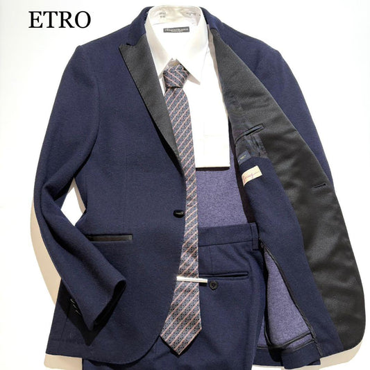 [Extremely Good Condition] ETRO Tuxedo Setup Paisley Navy 48/50