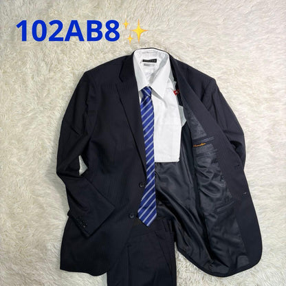 [Good condition] Athlete mode setup suit dark blue striped 102AB8