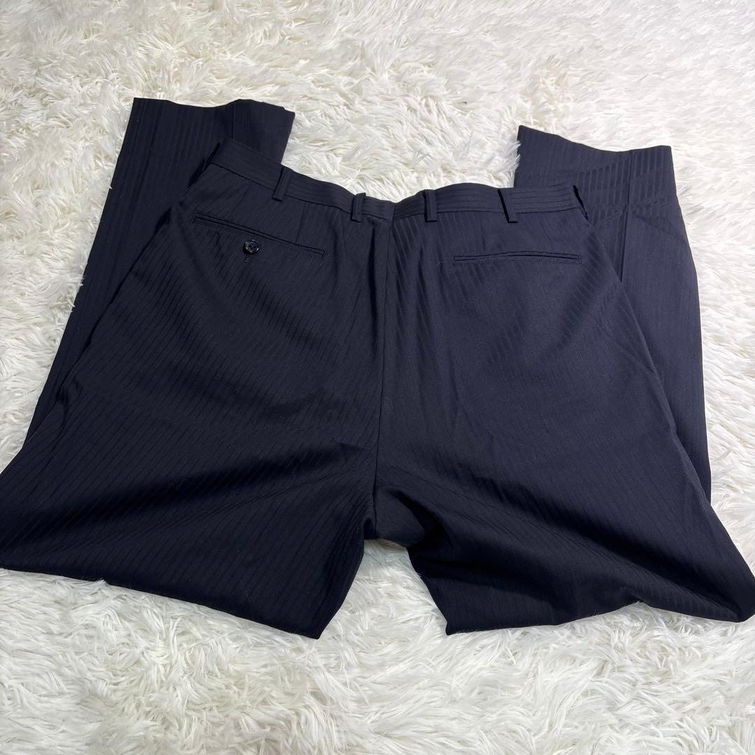 [Good condition] Athlete mode setup suit dark blue striped 102AB8