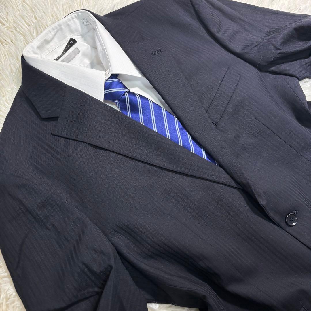 [Good condition] Athlete mode setup suit dark blue striped 102AB8