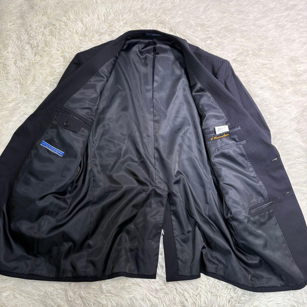 [Good condition] Athlete mode setup suit dark blue striped 102AB8