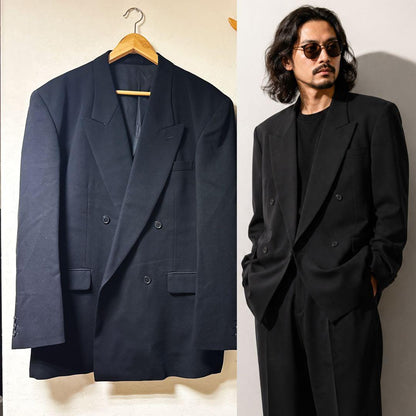 Good condition 90's double vintage suit black XL black Lautreamont
