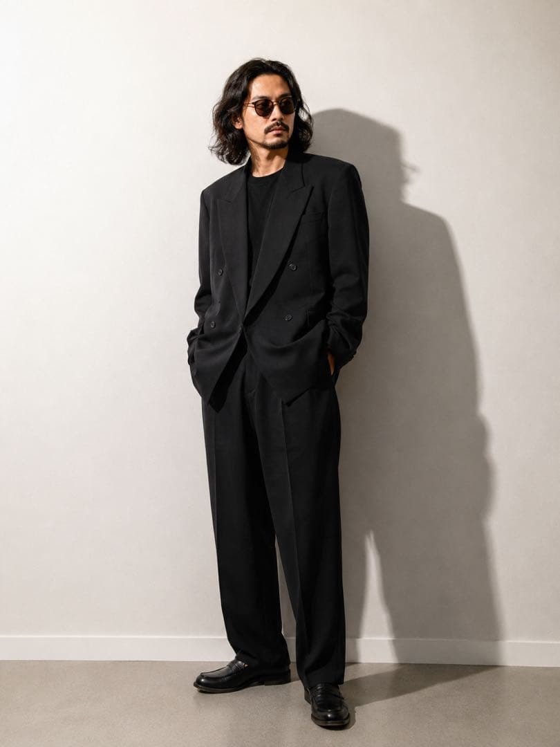 Good condition 90's double vintage suit black XL black Lautreamont