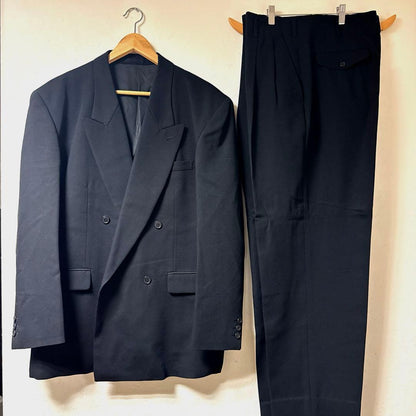 Good condition 90's double vintage suit black XL black Lautreamont