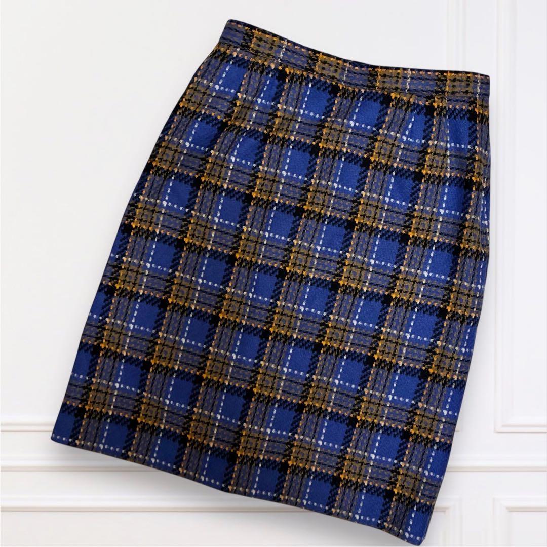 Showa Retro Bubbly Jacket & Skirt Tweed Tartan Gold Button No. 15