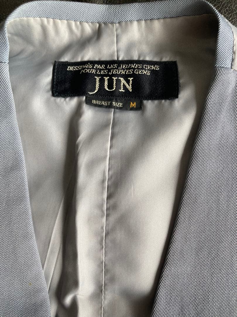 Rare Reasonable 70s 80s JUN Three Piece Suit Flare M Blue