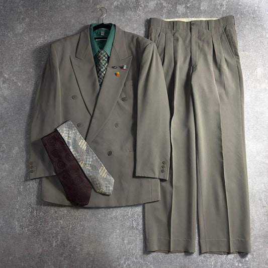[vintage] Setup double suit gray beige