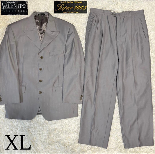 [VALENTINO] Made in Italy Striped Suit Setup Gray XL
