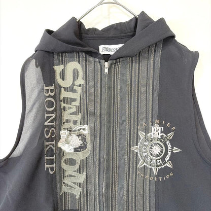 Bonskip Striped Vest Pants Setup (L) Embroidered Hooded