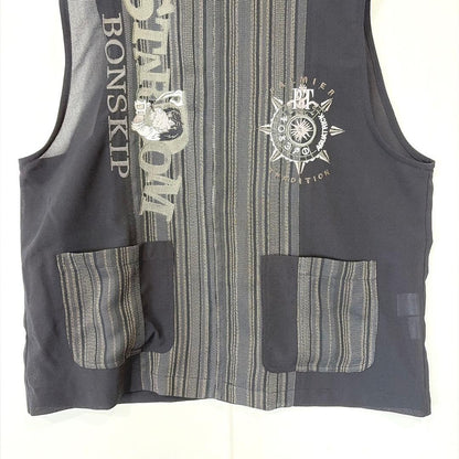 Bonskip Striped Vest Pants Setup (L) Embroidered Hooded