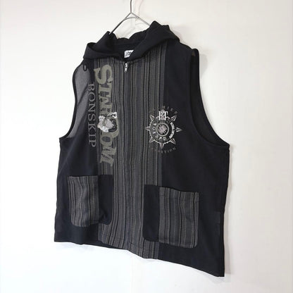 Bonskip Striped Vest Pants Setup (L) Embroidered Hooded