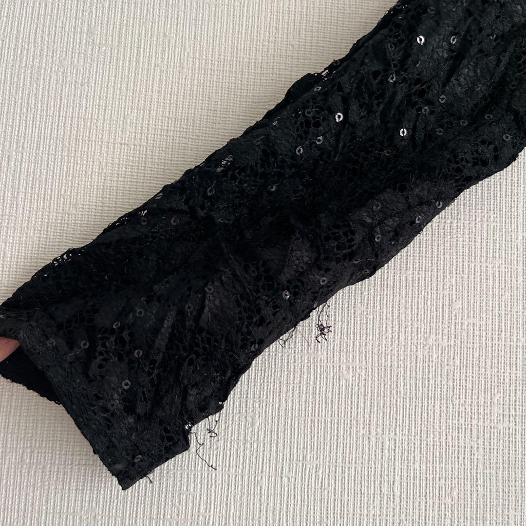 Black glitter long sleeve leotard for women