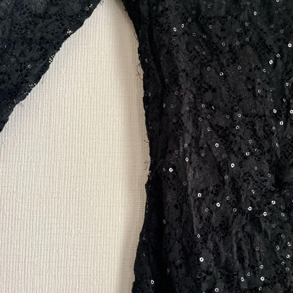 Black glitter long sleeve leotard for women