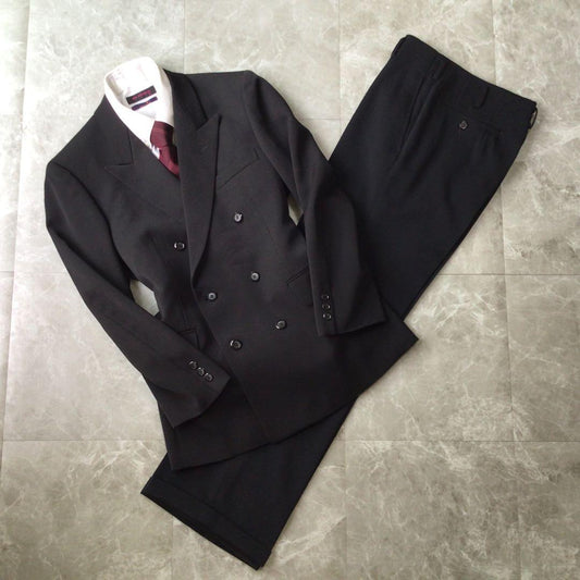 00s vintage double breasted suit setup black ceremony A3
