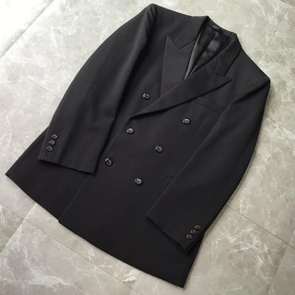00s vintage double breasted suit setup black ceremony A3