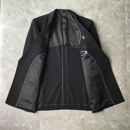 00s vintage double breasted suit setup black ceremony A3