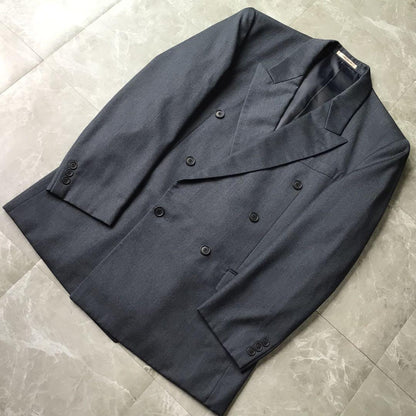 Vintage Double Breasted Suit Setup Dark Gray Wool Mode