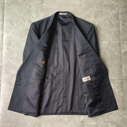 Vintage Double Breasted Suit Setup Dark Gray Wool Mode