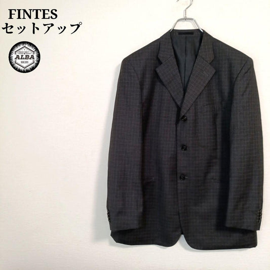 FINTES Suit Setup Plaid Plaid Charcoal Gray LL