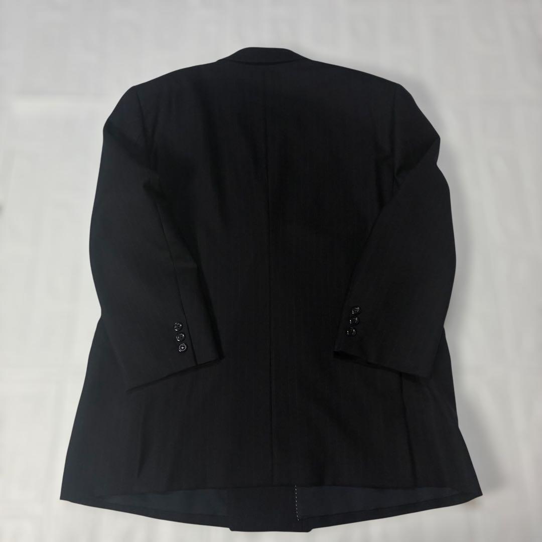 [vintage] Double breasted setup black striped cashmere blend M
