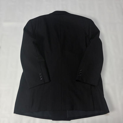[vintage] Double breasted setup black striped cashmere blend M