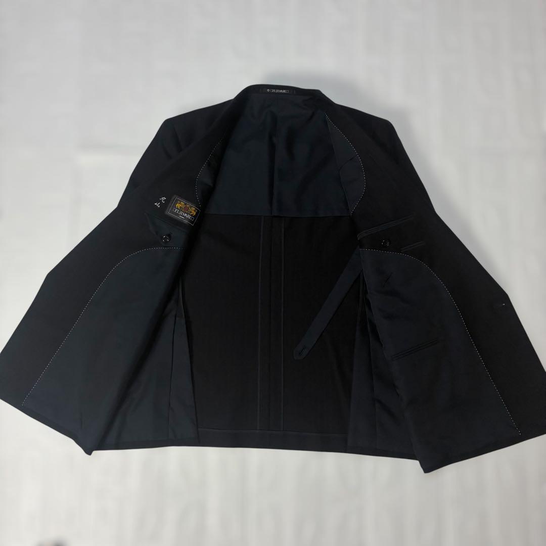 [vintage] Double breasted setup black striped cashmere blend M