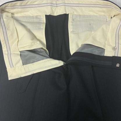 [vintage] Double breasted setup black striped cashmere blend M