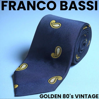 Made in Italy Franco Bassi Paisley Tie Silk Navy FB412