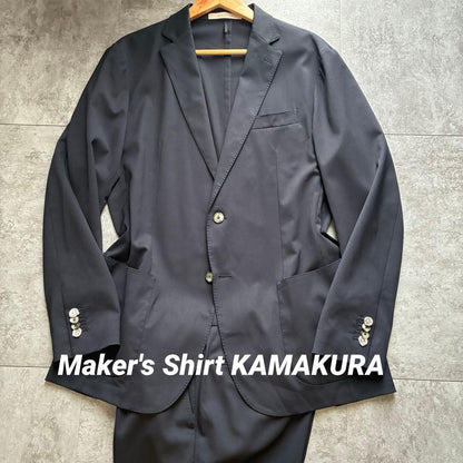 Good Condition Kamakura Shirt Navy Setup Made in Italy Suit XL Stretch