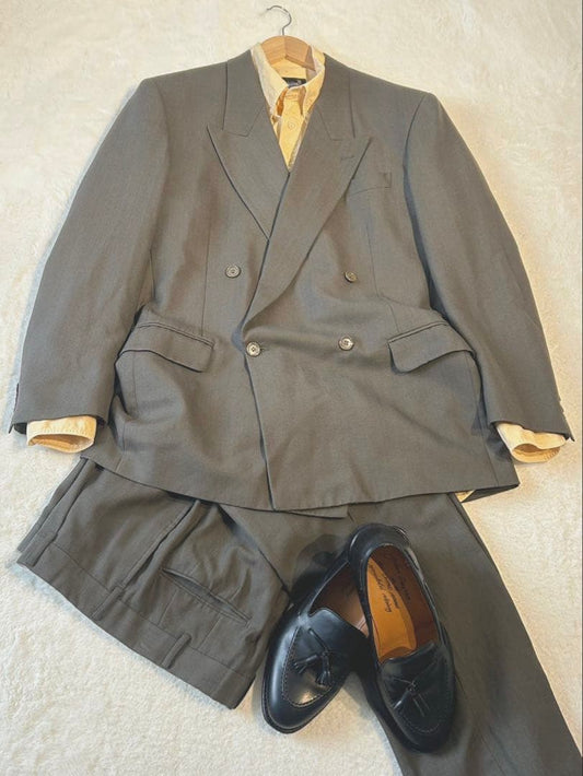 Vintage double suit brown olive