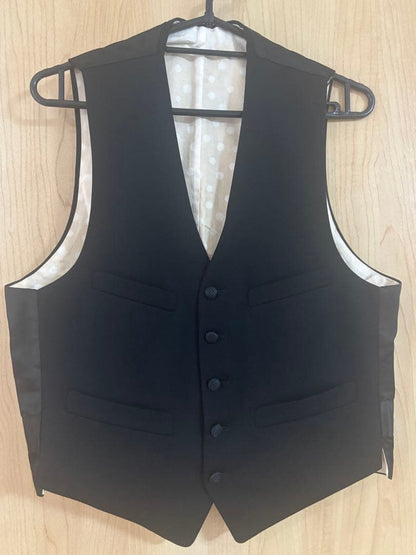⁠[Rare Vintage] Suit Vest, Needle Buckle, 5 Covered Buttons, Gilet, Black⁠