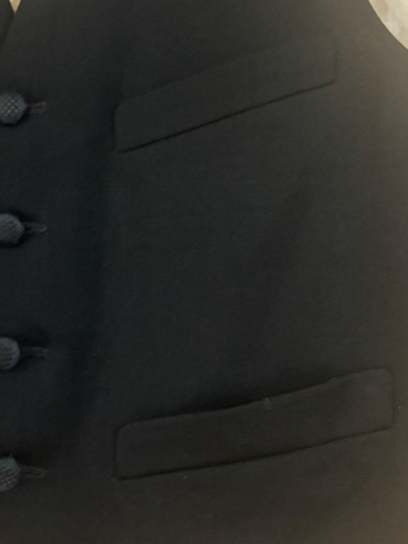 ⁠[Rare Vintage] Suit Vest, Needle Buckle, 5 Covered Buttons, Gilet, Black⁠