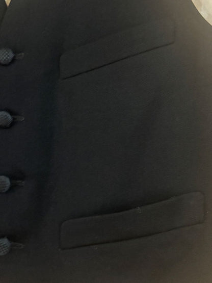 ⁠[Rare Vintage] Suit Vest, Needle Buckle, 5 Covered Buttons, Gilet, Black⁠
