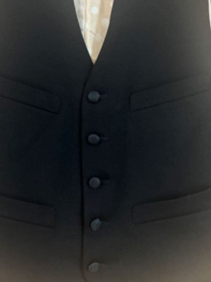 ⁠[Rare Vintage] Suit Vest, Needle Buckle, 5 Covered Buttons, Gilet, Black⁠