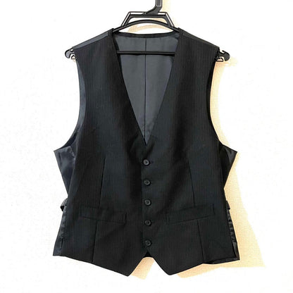 [Rare Y2K] Vintage Suit Vest Gilet Pinstripe Black Mode L