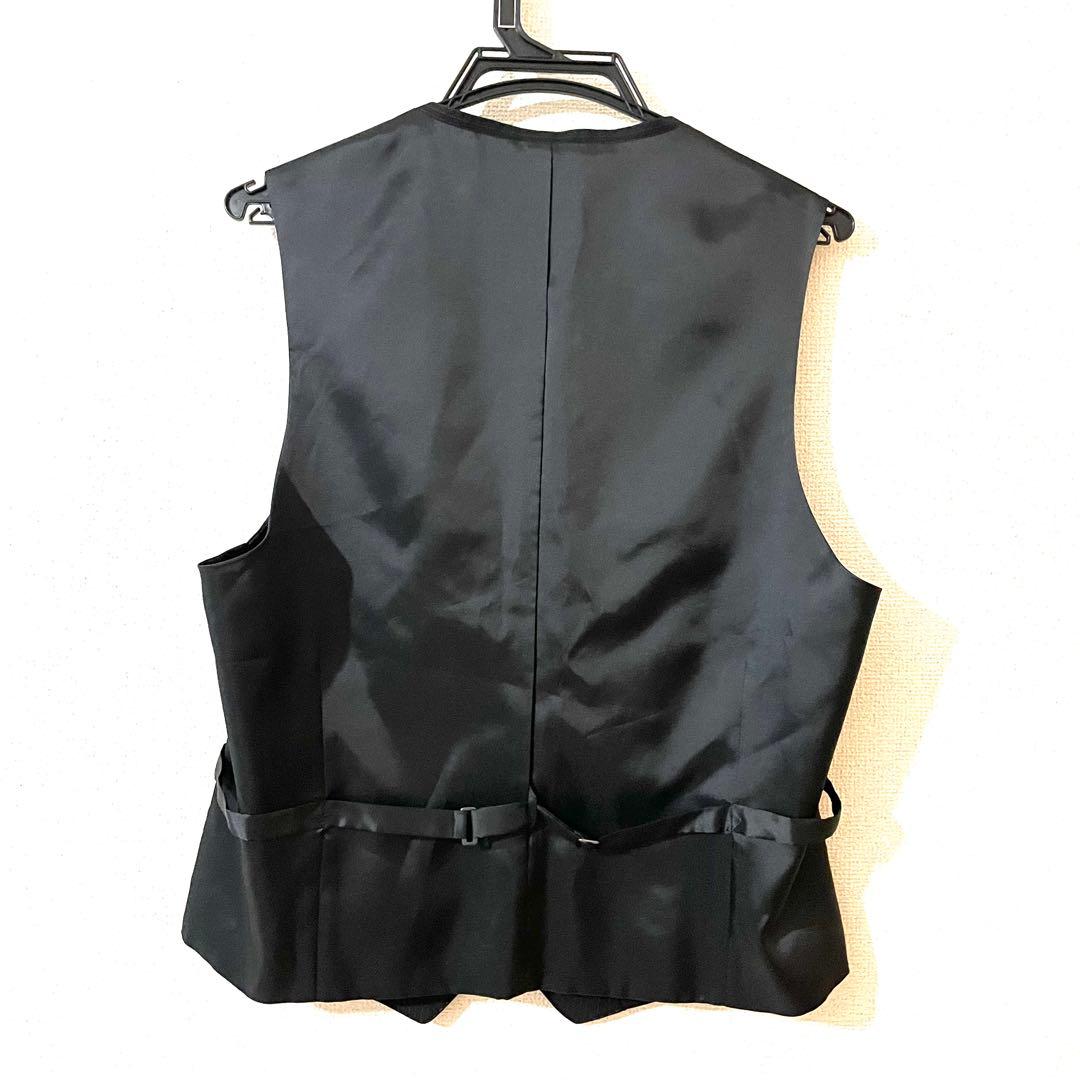 [Rare Y2K] Vintage Suit Vest Gilet Pinstripe Black Mode L