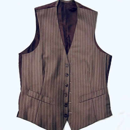 [Vintage] Three-piece setup single suit brown stripe L, M