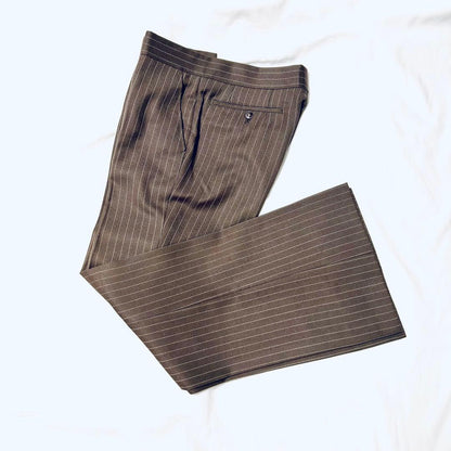 [Vintage] Three-piece setup single suit brown stripe L, M
