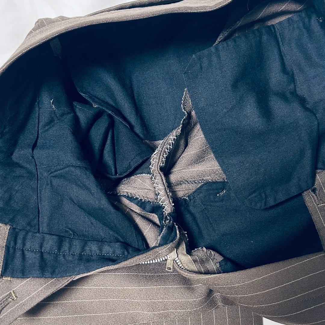 [Vintage] Three-piece setup single suit brown stripe L, M